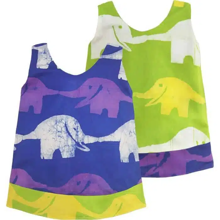 Reversible Dress: Elephants - Blue-Organic