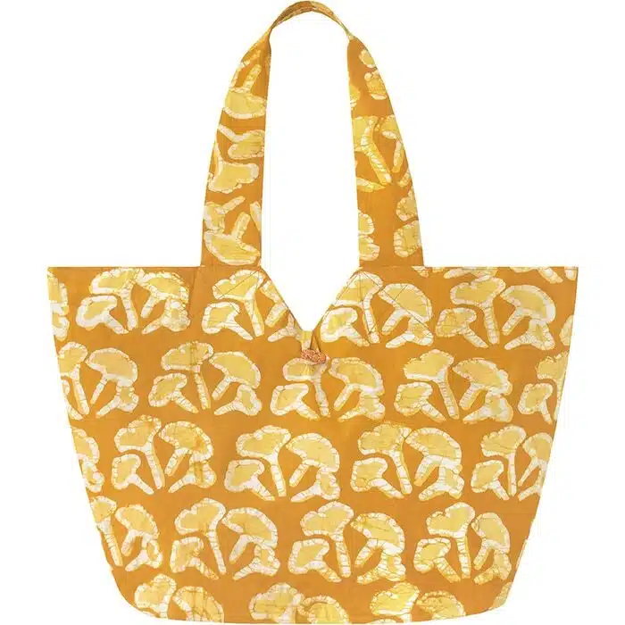 Basket Tote Bag: Ginkgo - Gold-Organic