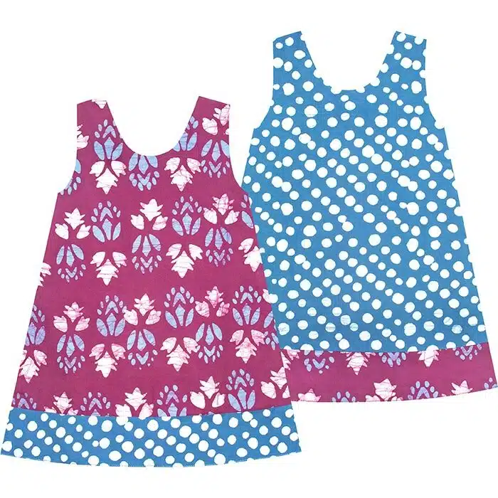Reversible Dress: Deco Flower - Magenta-Organic