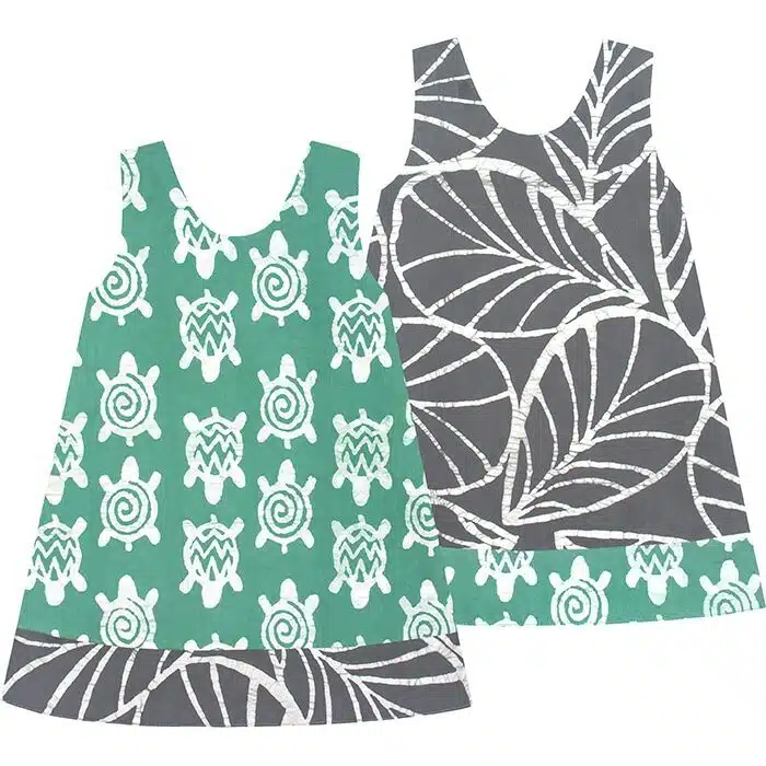 Reversible Dress: Turtles - Sage-Organic