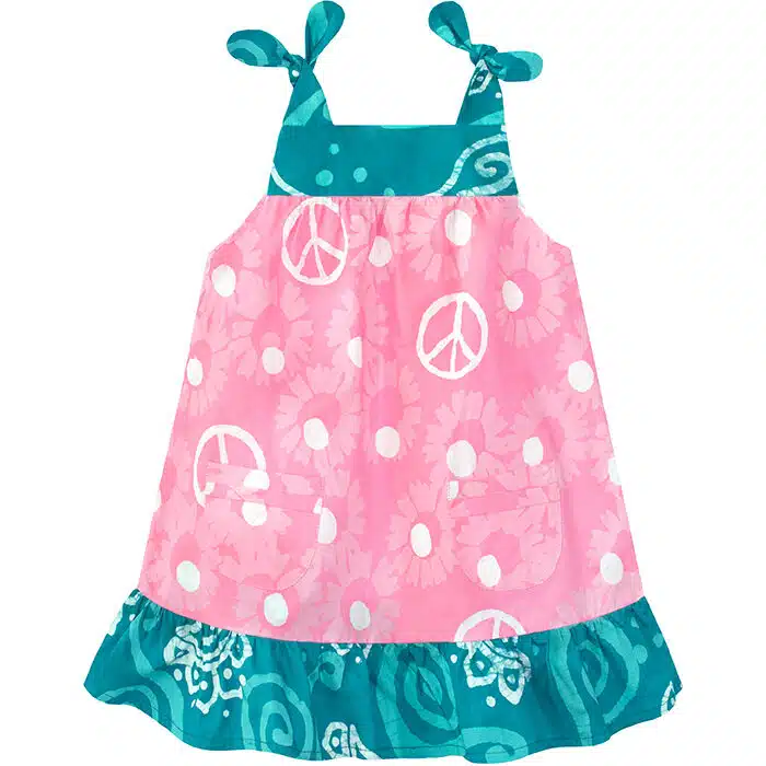 Pocket Dress: Peace Flower - Pink-Organic