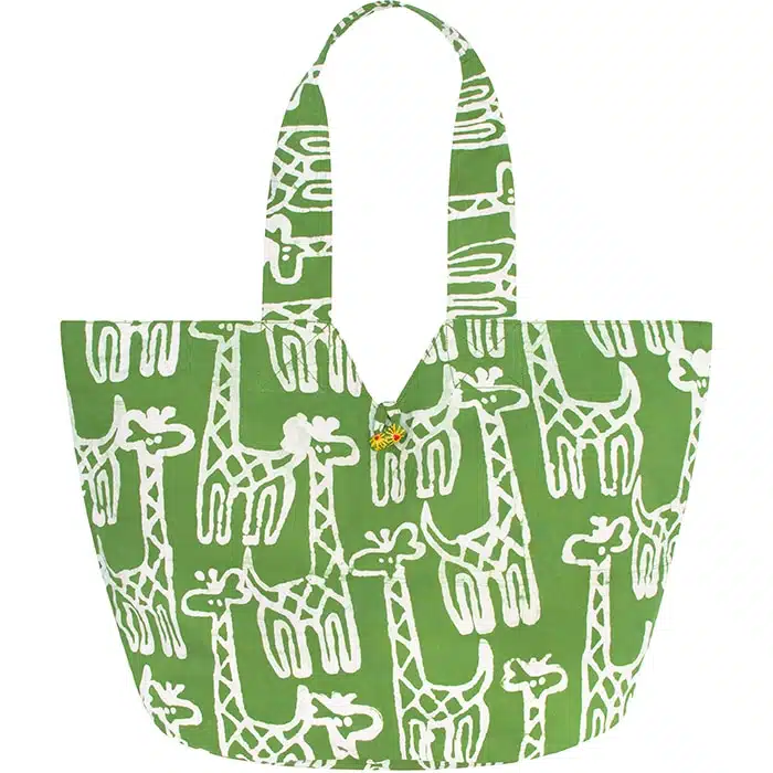 Basket Tote Bag: Giraffe - Olive-Organic