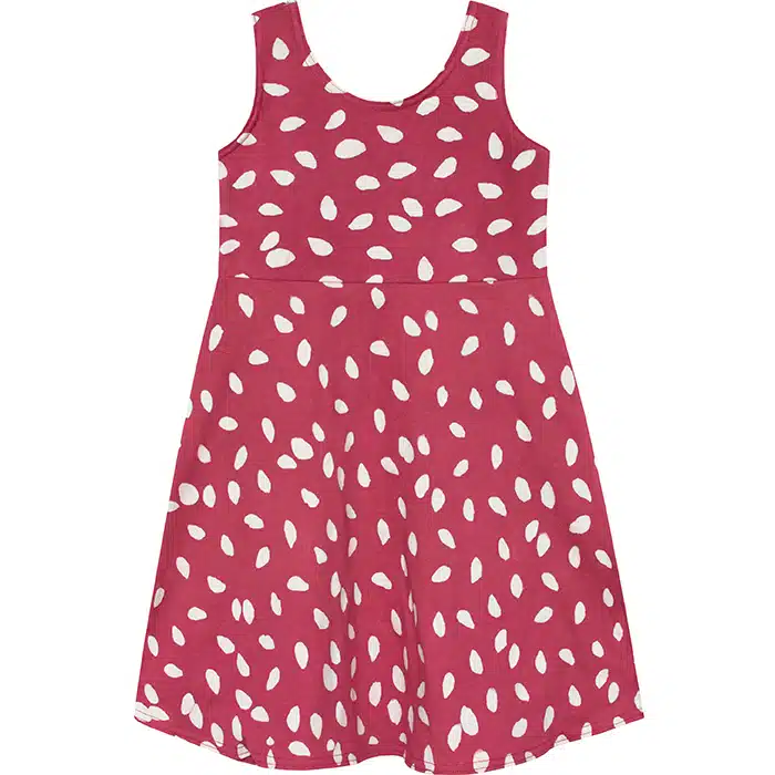 Girl Knit Dress-Fit & Flare: Leaf Dot - Rosewood-Organic
