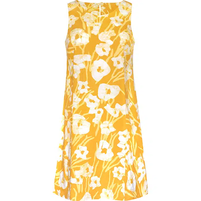 Boardwalk Dress: Painted Floral - Harvest Gold-Organic