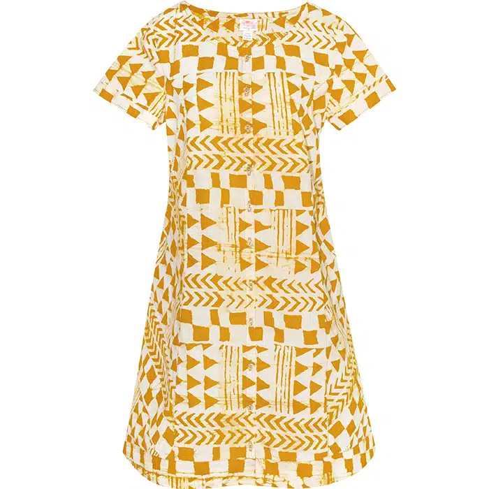 Button Front Dress: Adobe - Gold-Organic