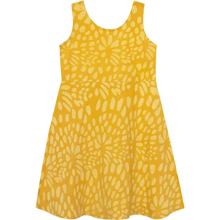 Girls Knit Dress-Fit & Flare Kids: Floral Burst - Gold-Organic